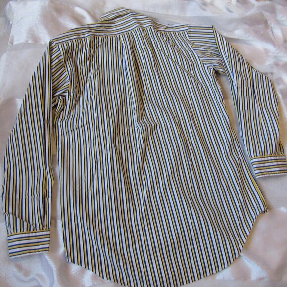 Ralph Lauren Men Shirt, White/yellow/Navy, sz. 15(M), cotton, Stripped - Picture 6 of 6